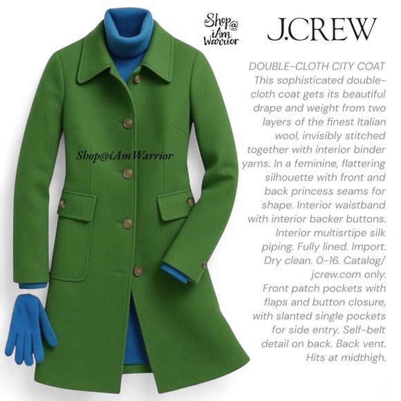 J.Crew rare vintage wool piqué town coat in alpine green *shop@iamwarrior - Picture 2 of 13